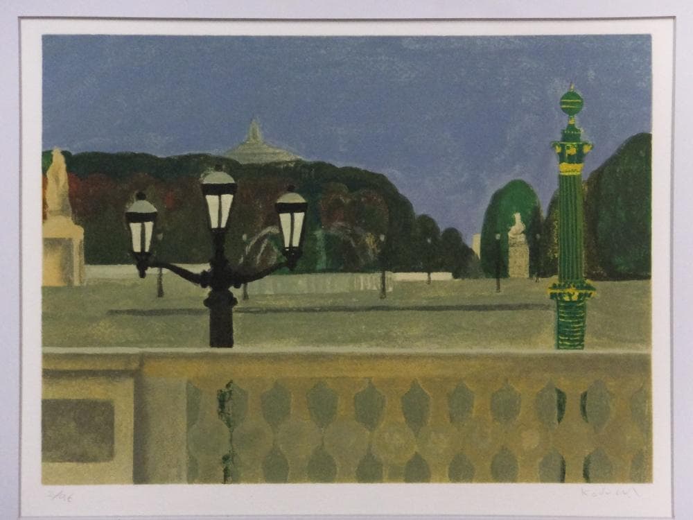 小杉小二郎　直筆サイン『巴里 コンコルド広場』リトグラフ 1996年 0720J