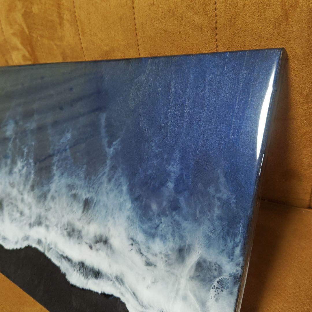 ブラックオーシャン　ロングパネル　オーシャンアート　壁掛け　レジンアート海一点物