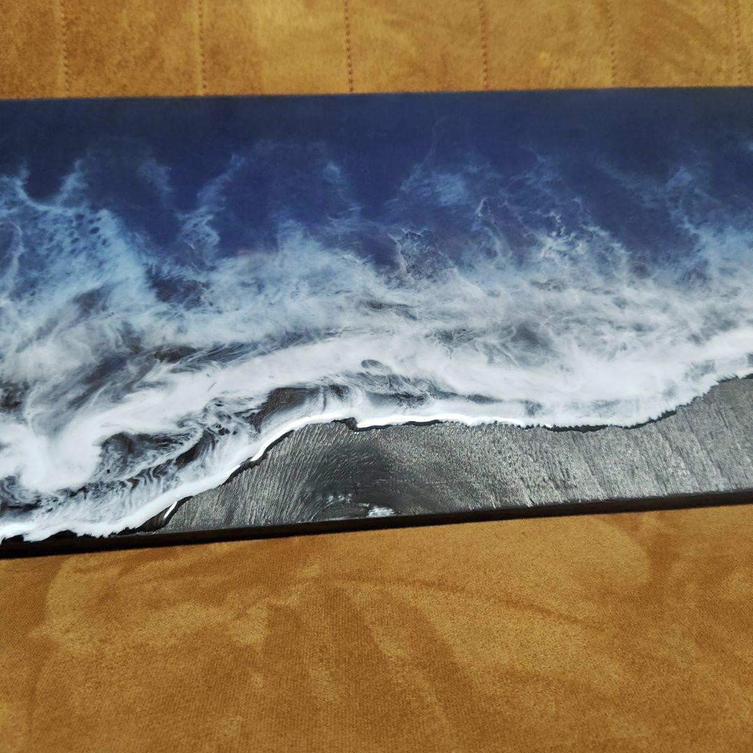 ブラックオーシャン　ロングパネル　オーシャンアート　壁掛け　レジンアート海一点物