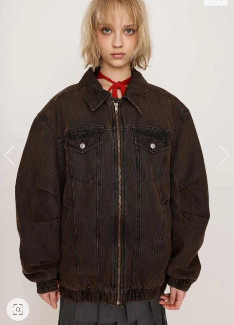 SLY FRONT ZIP DENIM ブルゾン　　ブラウン