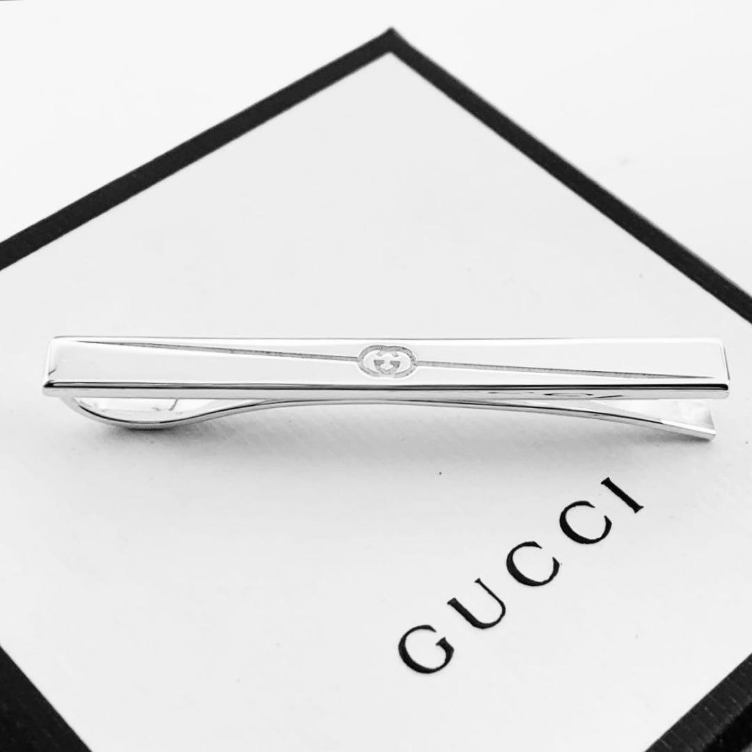 【超美品/現行】GUCCI ネクタイピン　ダイアゴナル　925 冠婚葬祭