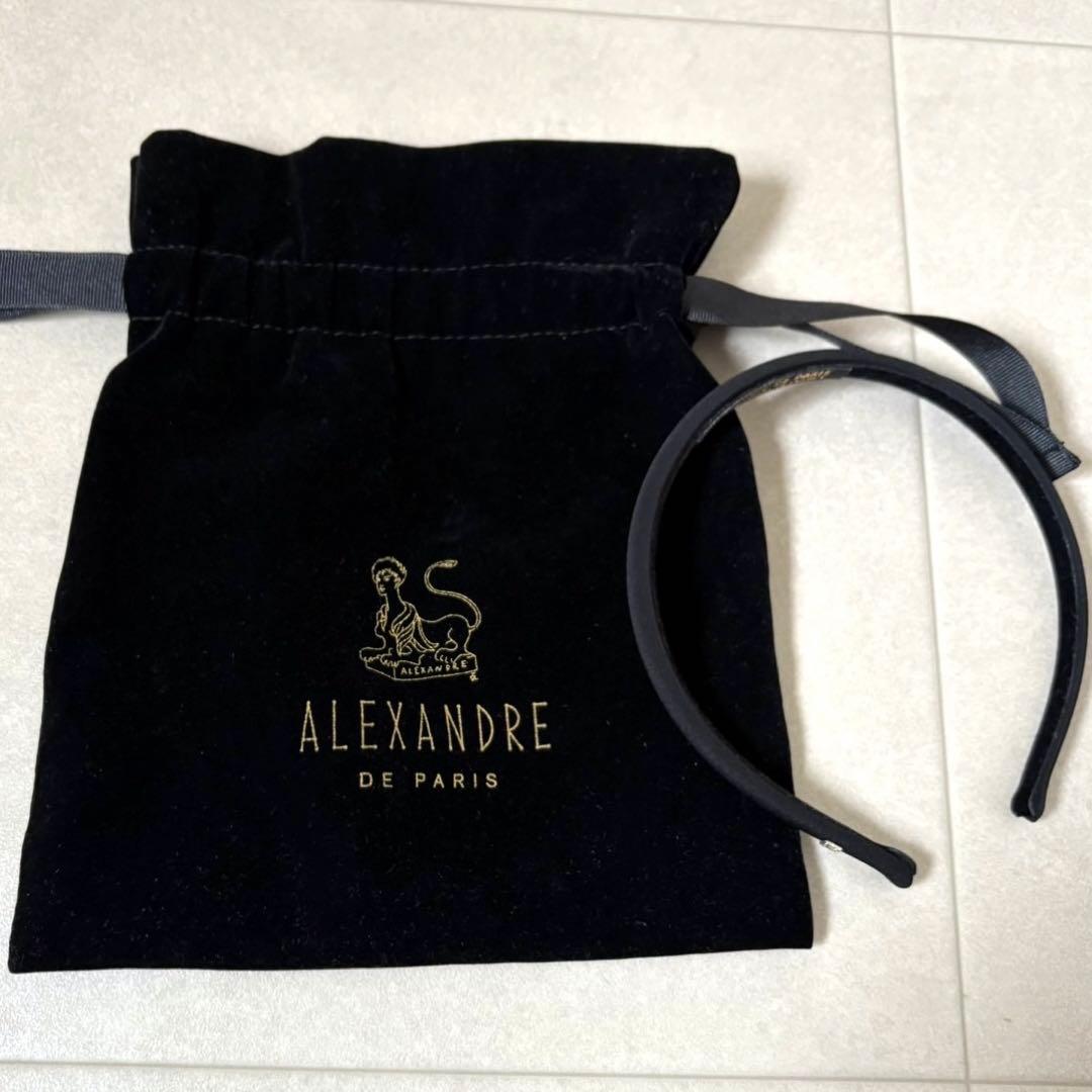 【美品】アレクサンドルドゥパリ カチューシャ　ベロア 黒 ブラック