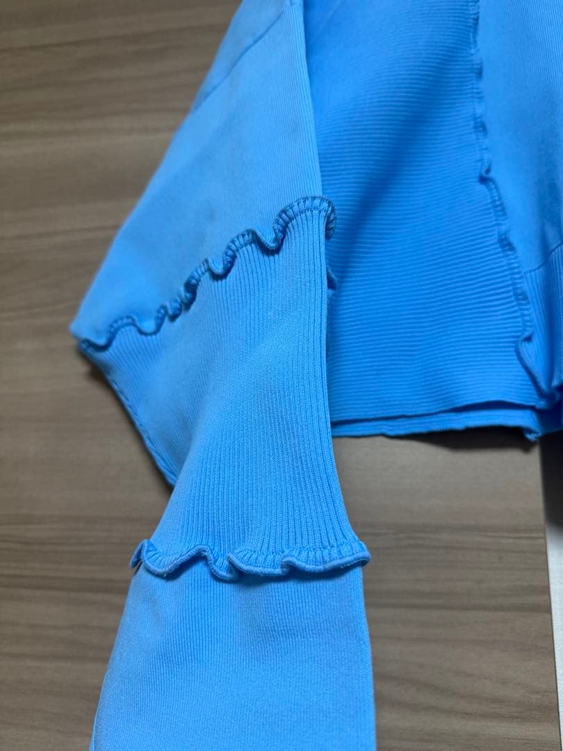 【美品】エンフォルド　ENFOLD WAVE CARDIGAN ブルー