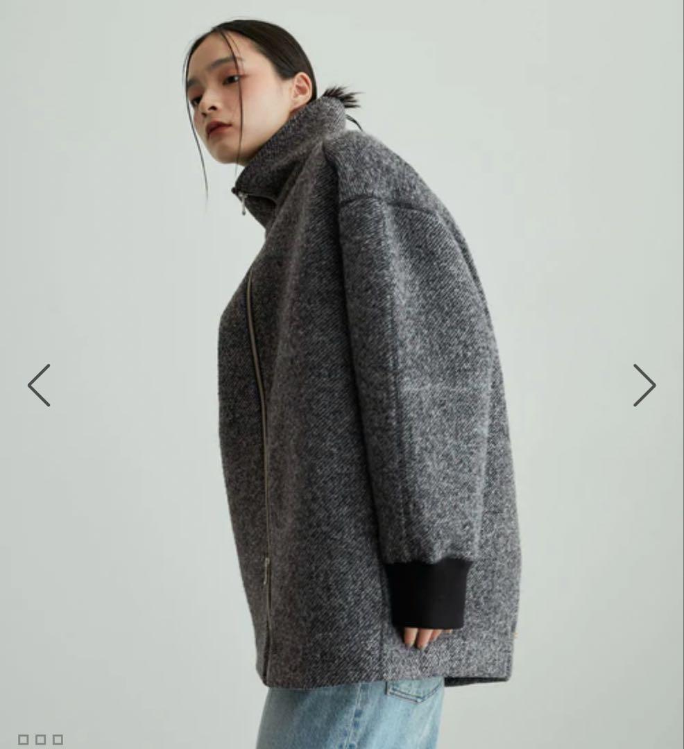 人気完売品　アダムエロペ　ツイードボンディングコーディガン ボンディングコート