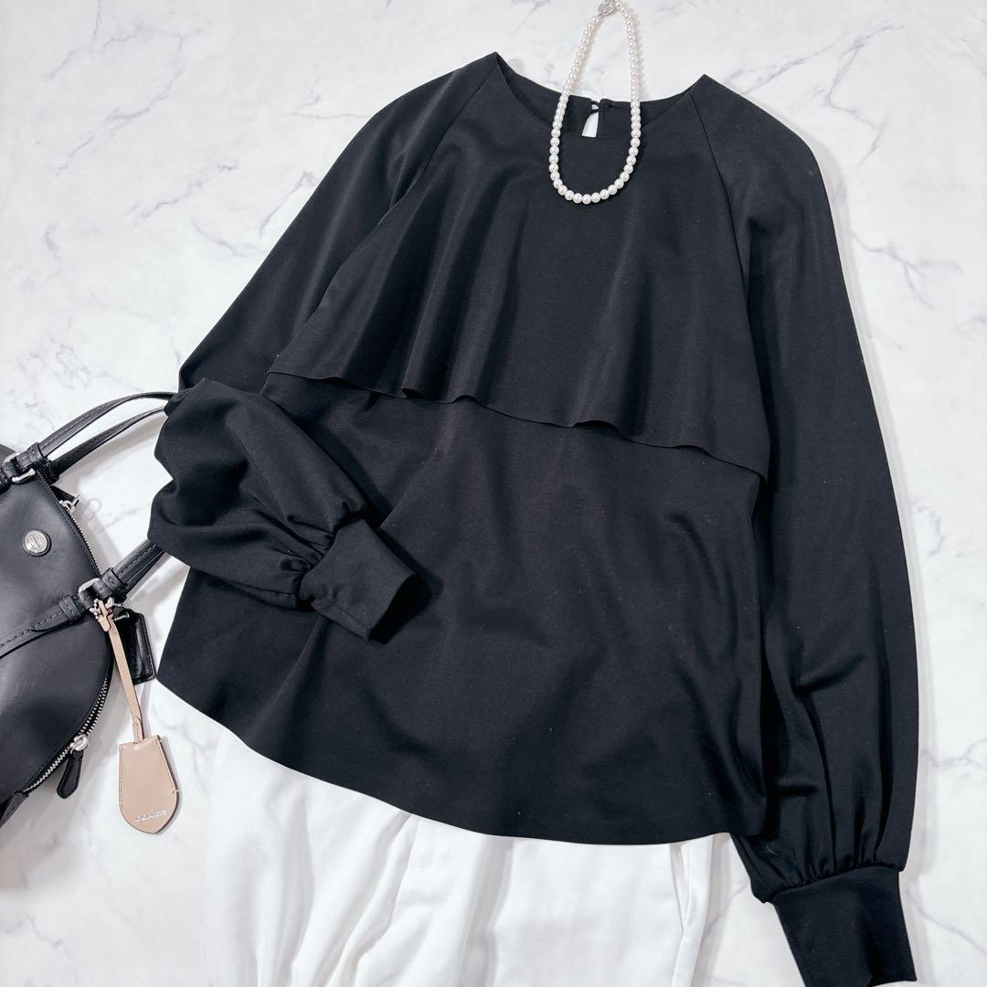 【新品タグ付】ANAYI コンパクトポンチラグランプルオーバー 黒 アナイ