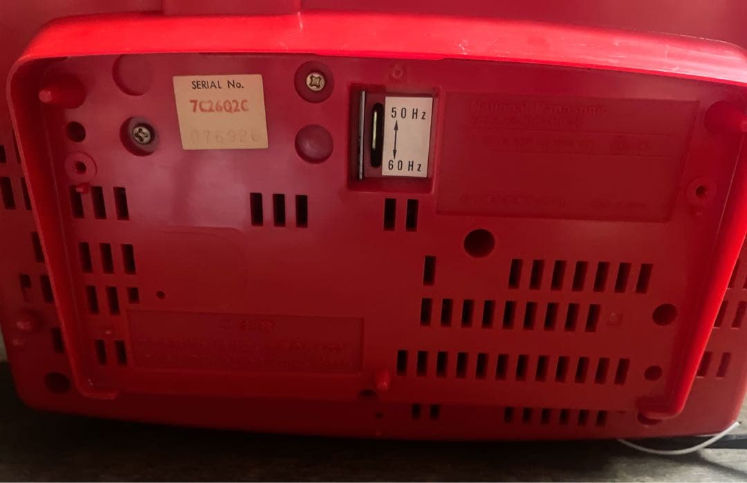 動作確認済　ナショナル　パタパタ時計　赤　レトロ ラジオチューナー　置き時計