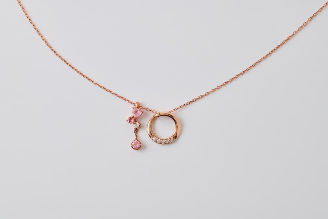 クレージュ ネックレス K10 ピンクストーン