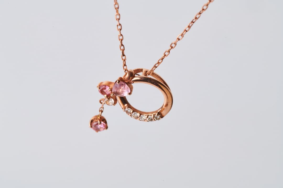 クレージュ ネックレス K10 ピンクストーン