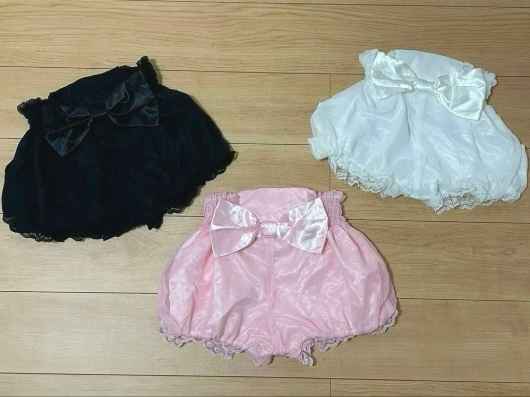 PrincessMelody♡プリメロ♡おりぼんかぼちゃパンツ♡白黒ピンクセット