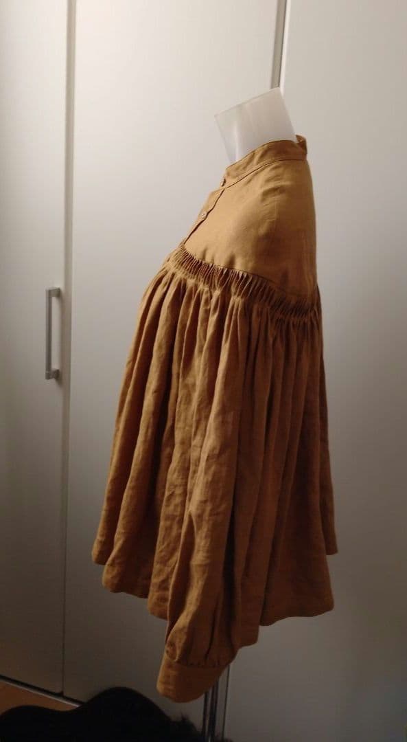 ★美品★ Scye ★高密度リネン★タックブラウス ★キャメル★