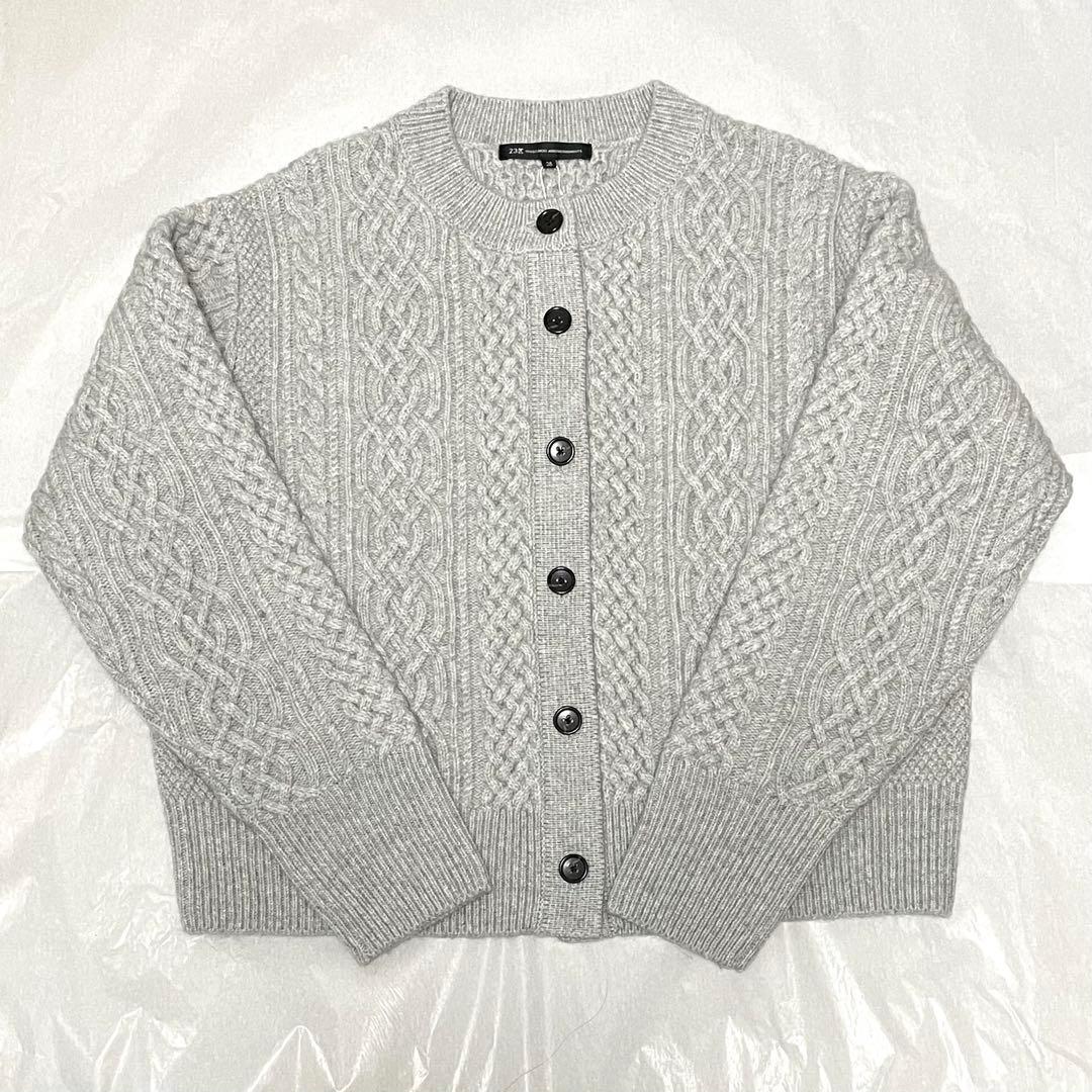 お値下げ☆23区【今季新作・新品】カシミヤブレンド ケーブルニットカーディガン