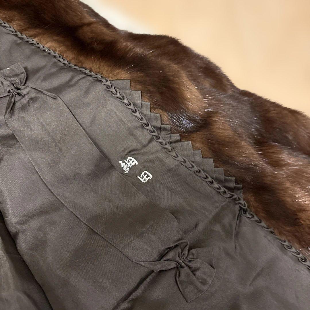 濃いめブラウン　柔らかい上質ミンクハーフコート　サイズ11号