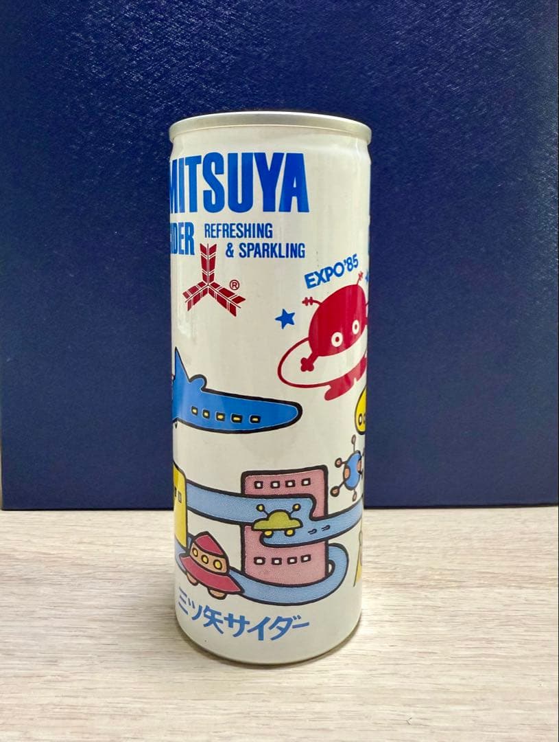 三ツ矢サイダー EXPO'85 コスモ星丸 デザイン缶 空き缶 昭和レトロ