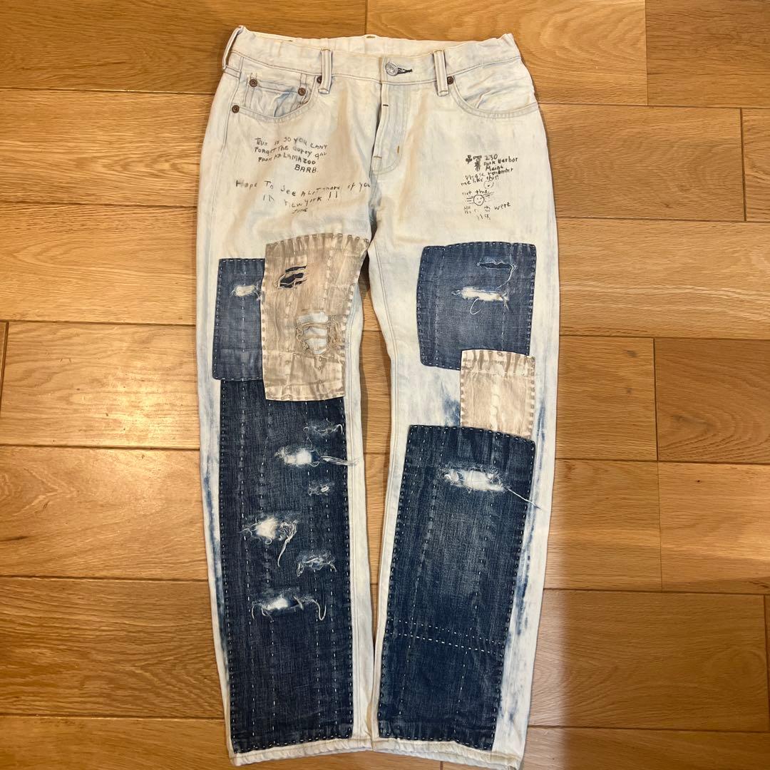 【ほぼ未使用】デニムダンガリー ダメージ　ジーンズ　150cm