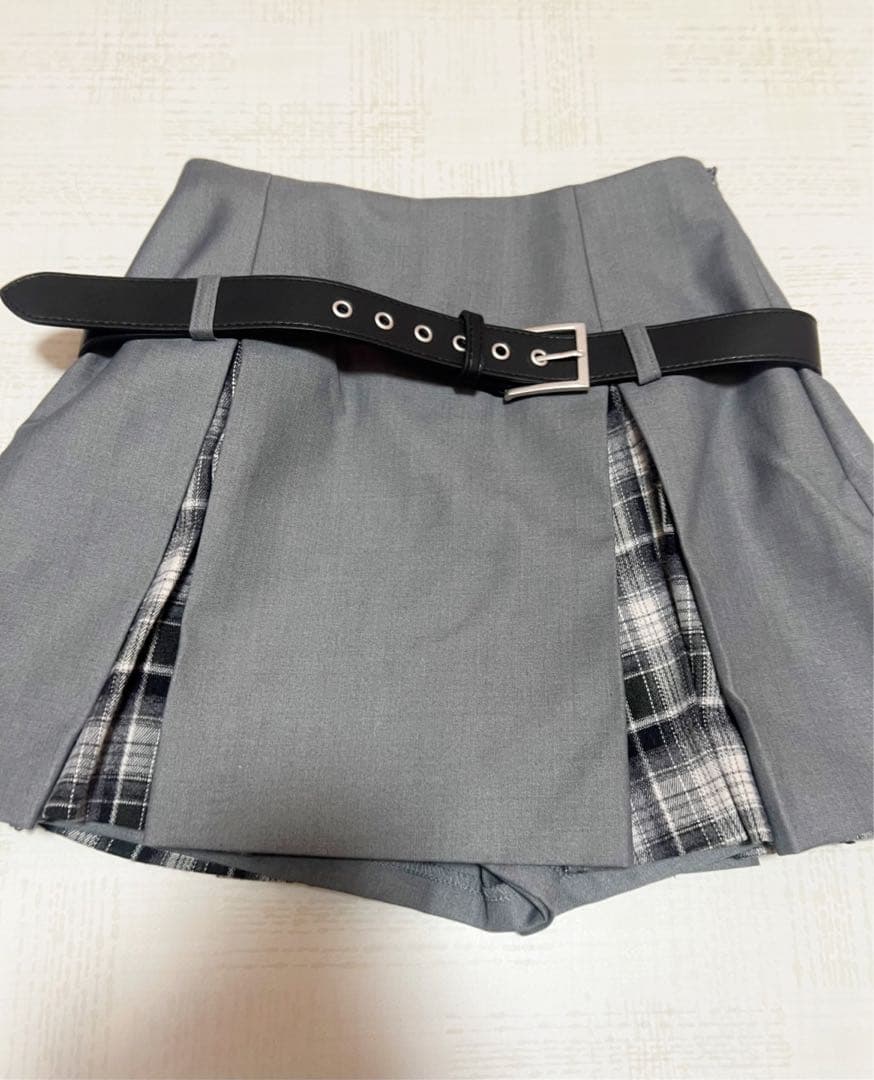 チェックドッキングミニスカート