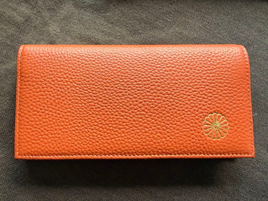皇居 長財布 オレンジレザー 箱付き 未使用