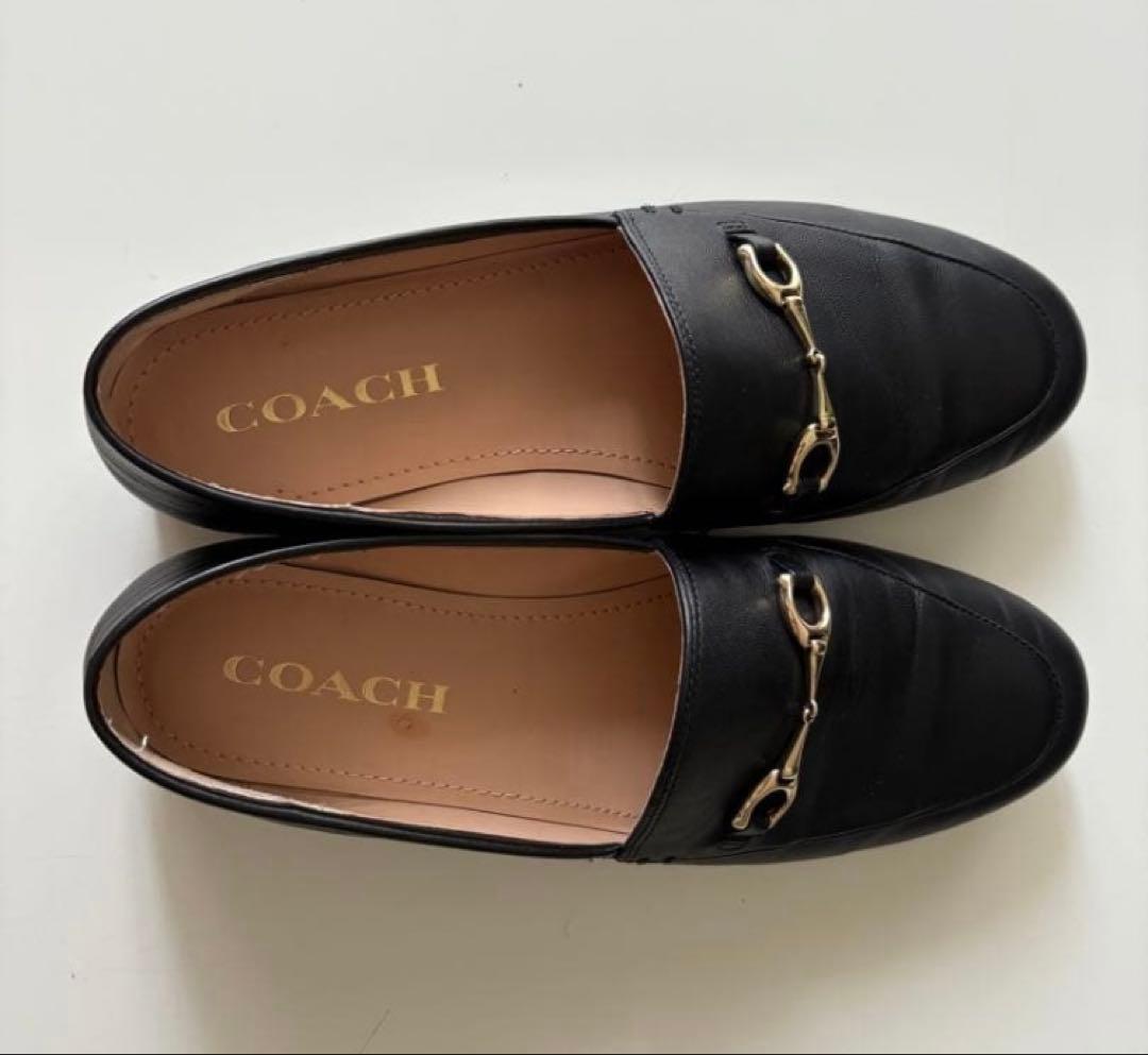 美品　COACH ブラックレザー ローファー（箱付）