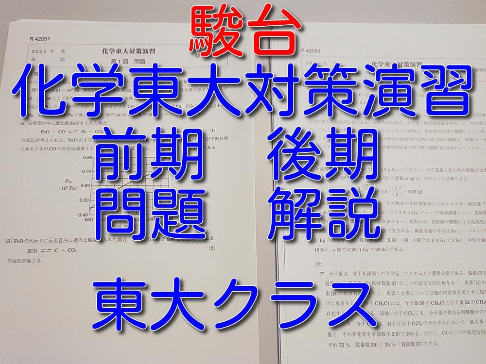 駿台による化学東大対策演習問題解答フルセット　難関大化学向け　鉄緑会　河合塾東進