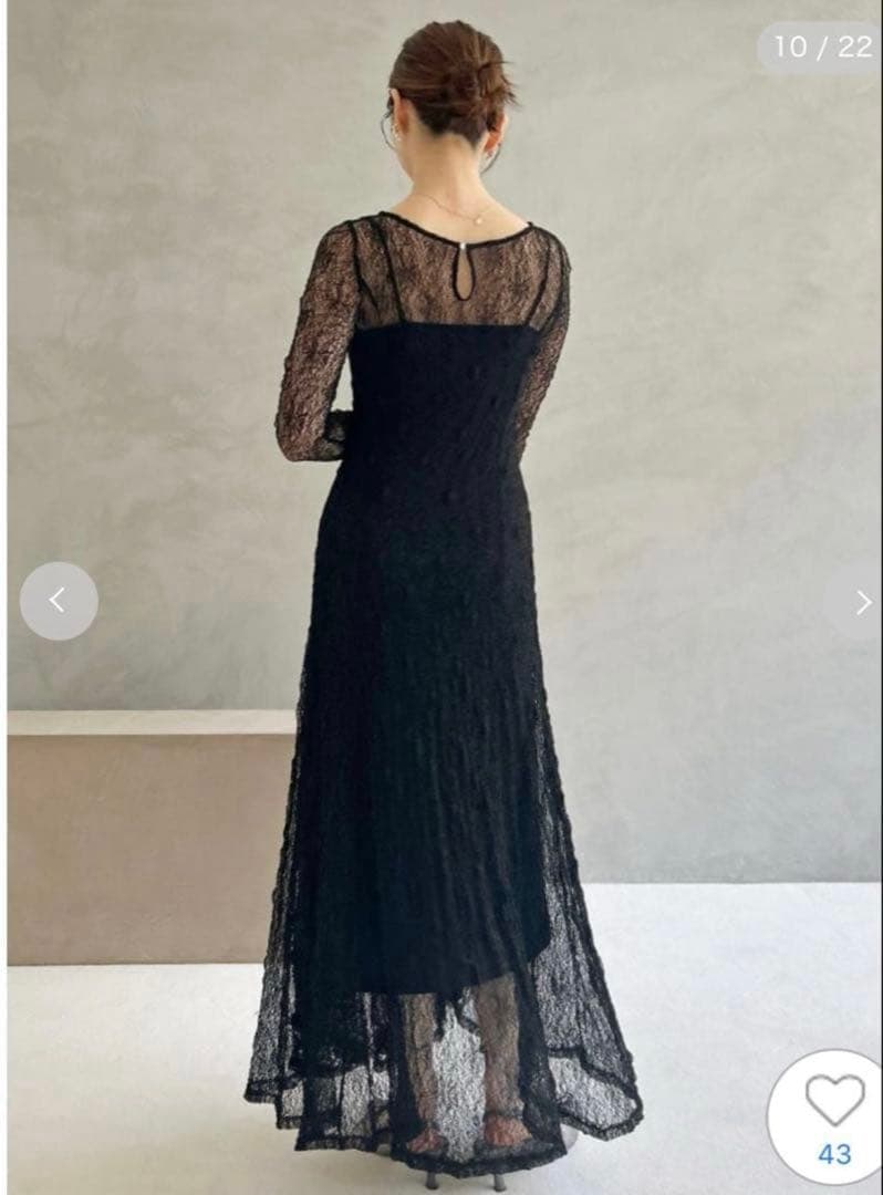 SNIDEL フロントギャザーレースドレス　BLK 0サイズ