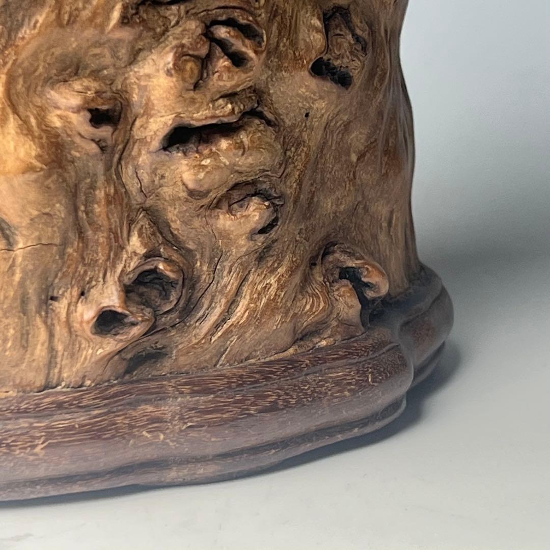 自然木の質感が魅力で優美な逸品 唐物 玉杢筆筒 文房四宝 中国美術 古玩