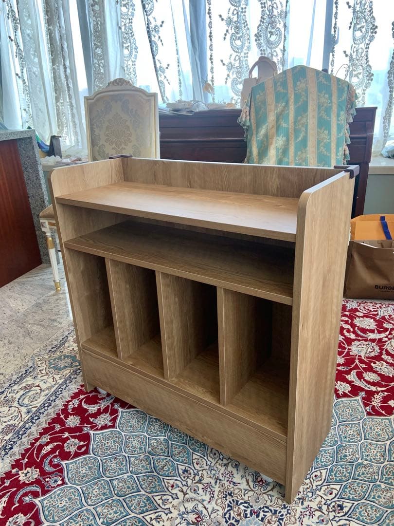 【未使用】定価35,700円隠せるシェルフ木目調完成品　キャスター付　ディノス