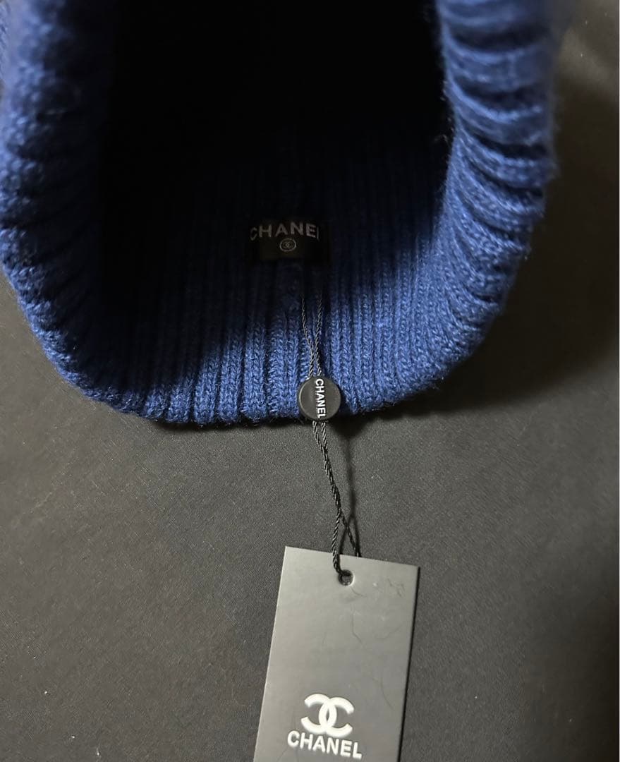 CHANEL ビーニー ネイビーニット帽新品