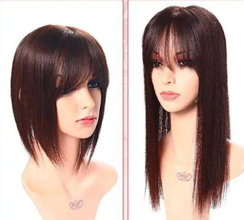 人毛100％前髪付き部分ウィッグ瞬間カバーＩ型つむじ地肌総手植えヘアピース✨特注