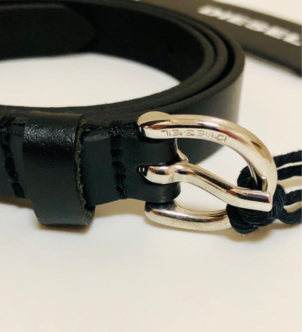 DIESEL ブラック レザーベルト レディース ルーマニア製 新品
