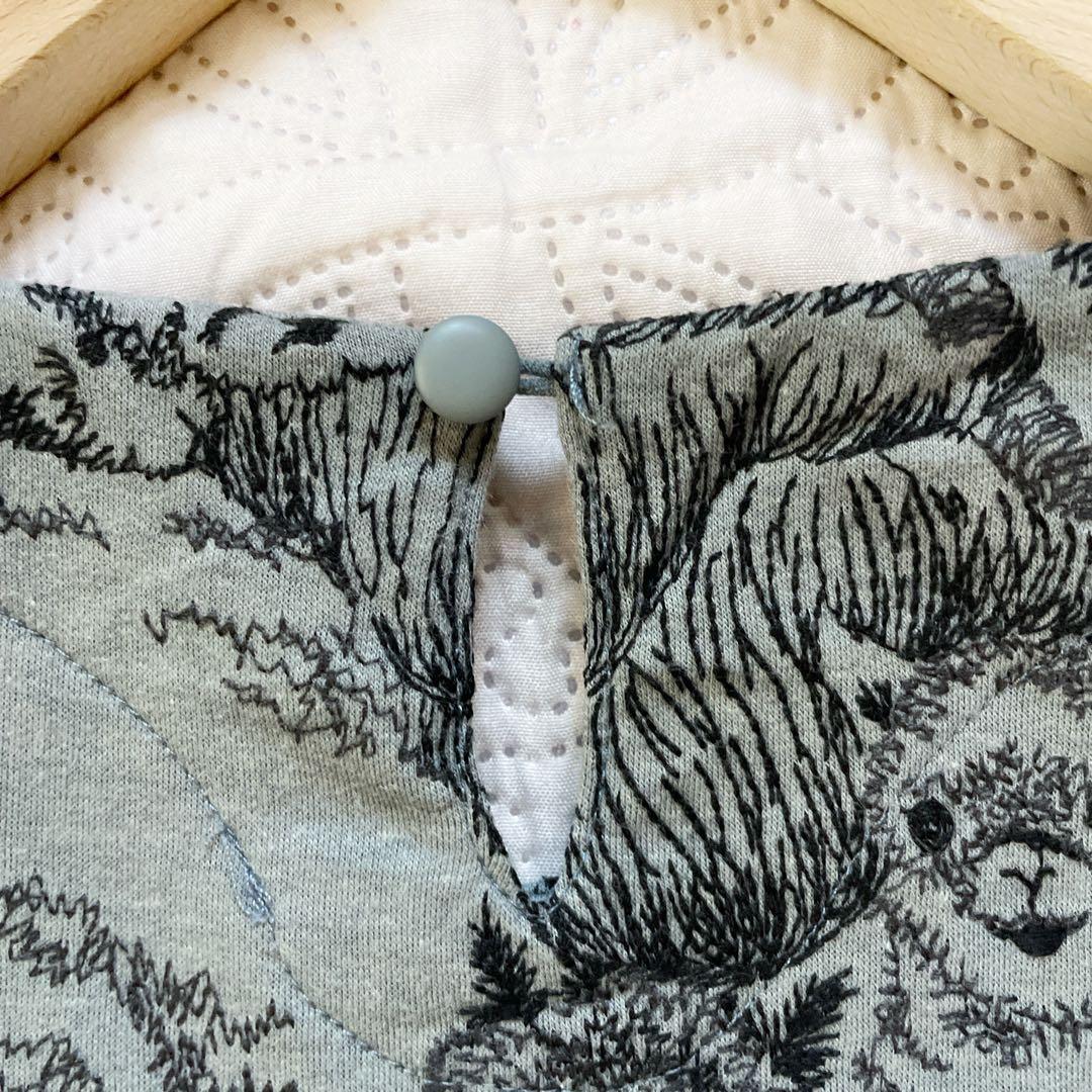 22AW マーブルシュッド　アニマル　総柄　ワンピース　グレー　刺繍　長袖　綿