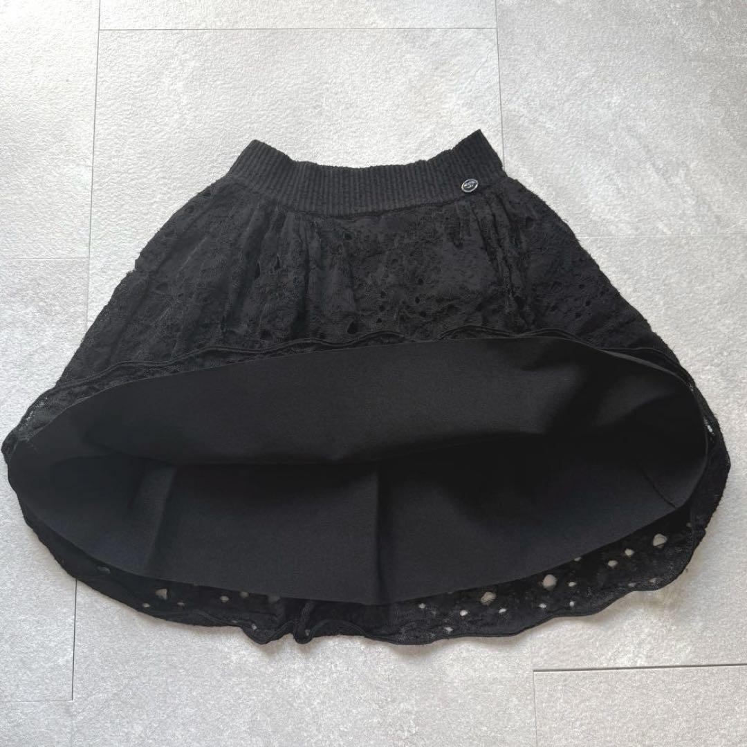 CHANEL ココマーク ニットチュチュバルーンスカート 34 黒