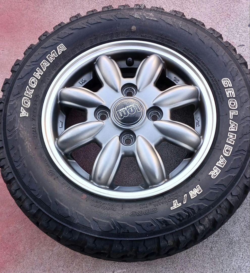 145/80-12インチアルミホイール　タイヤ2セット　軽トラ軽貨物対応タイヤ①
