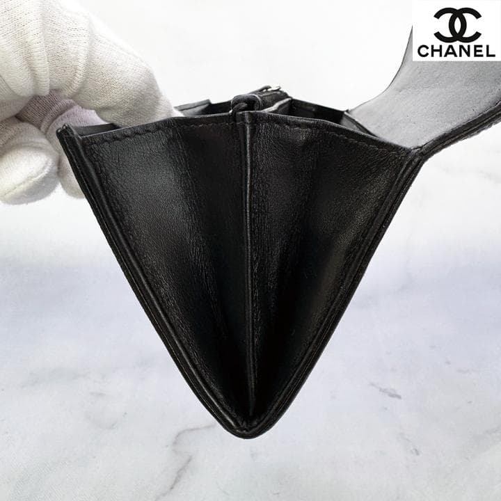569　超美品　CHANEL　シャネル　デカココ　キャビアスキン　フラップ長財布