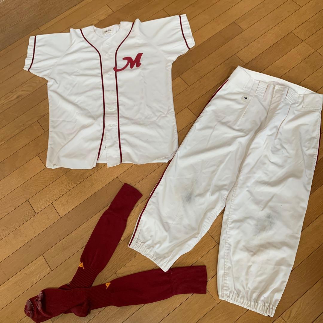 【ヴィンテージ】Mロゴ入り野球ユニフォーム　セットアップ　REWARD野球物語
