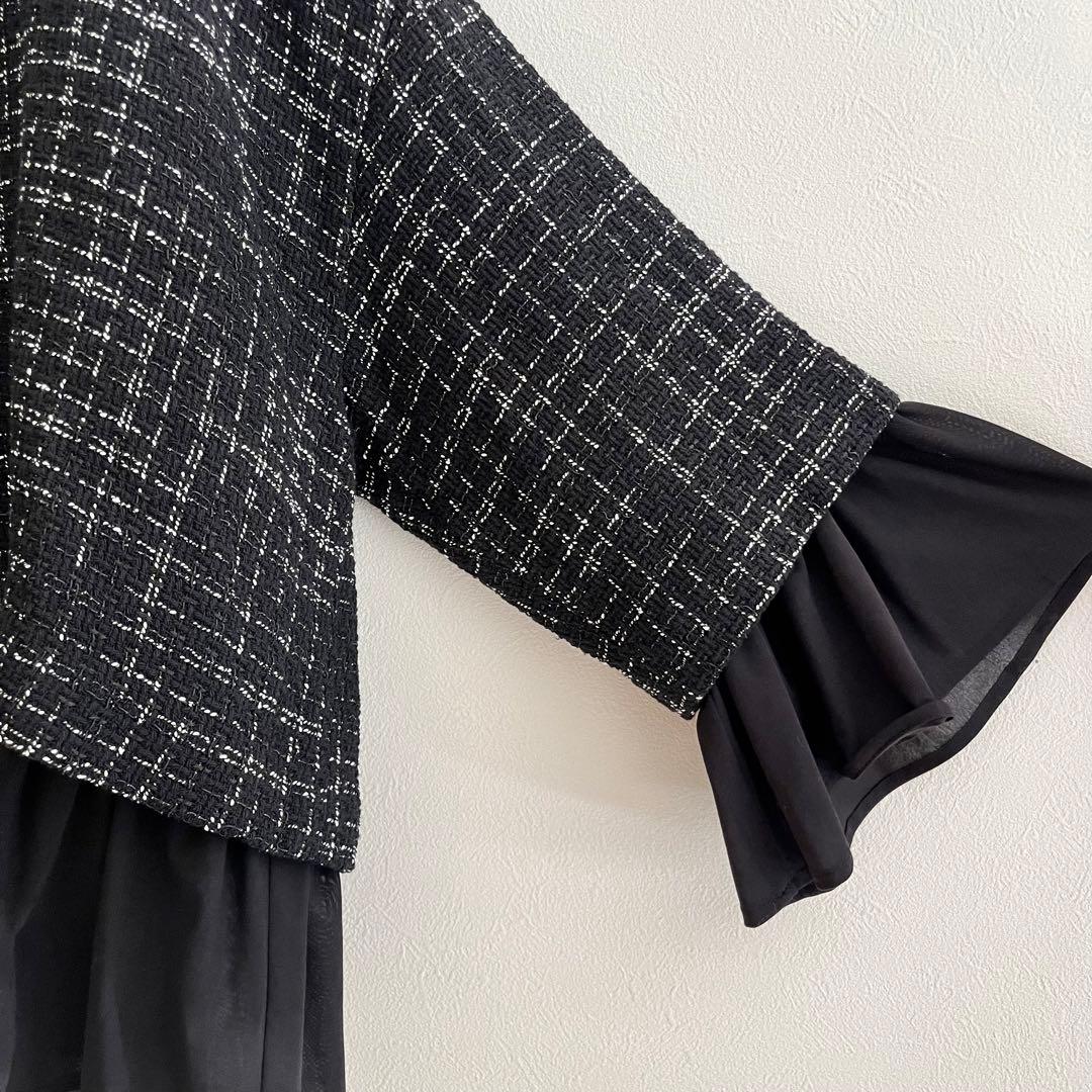 定価2.53万 ビアズリー ツイードコンビプルオーバー ネイビー 卒入園 卒入学