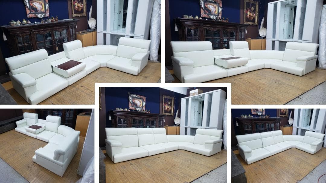 ③ハンドメイドmama　H7　合皮　コーナー ローソファ　５点セット