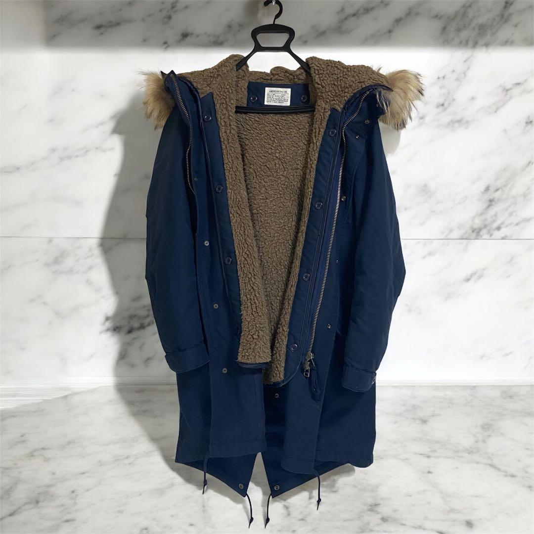 アメリカンラグシー モッズコート2way ファー付き ネイビー M