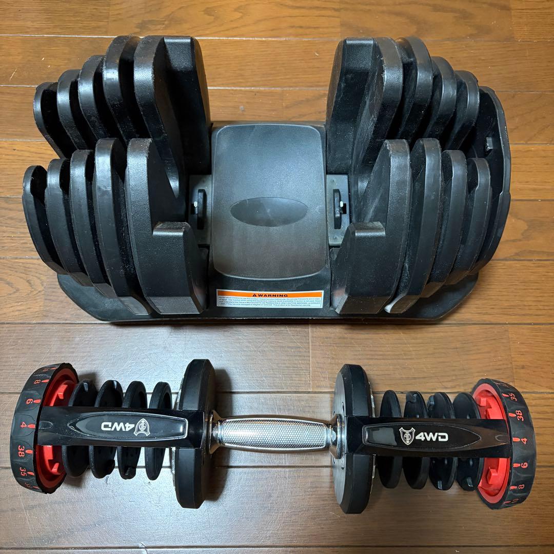 4WD 可変式 ダンベル 重量調整 ダイヤル式 38kg x 2個セット