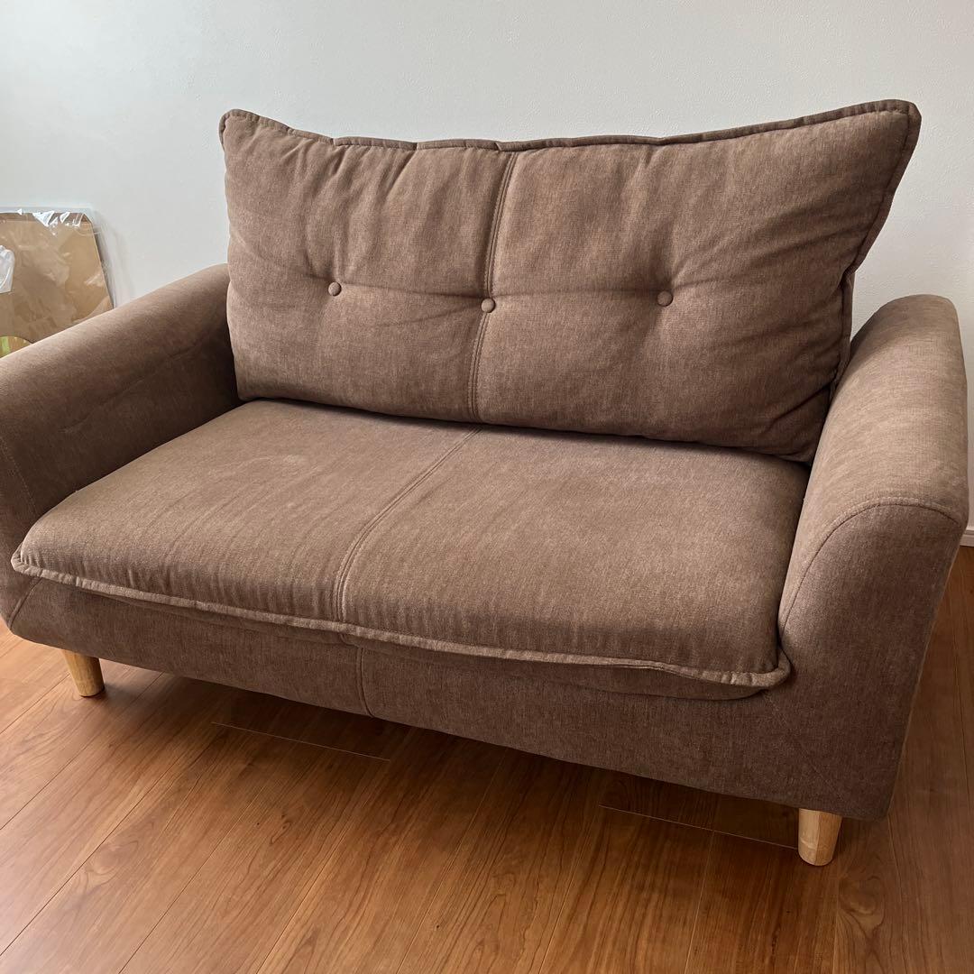 2人がけソファ ブラウン【送料込】