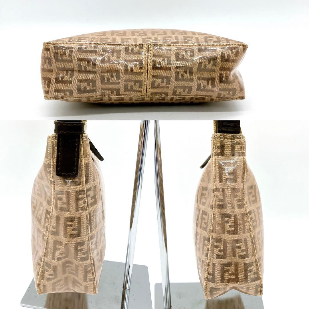 【FENDI】ハンドバッグ　ズッカ柄　ブラウン　エナメル　トップハンドル.