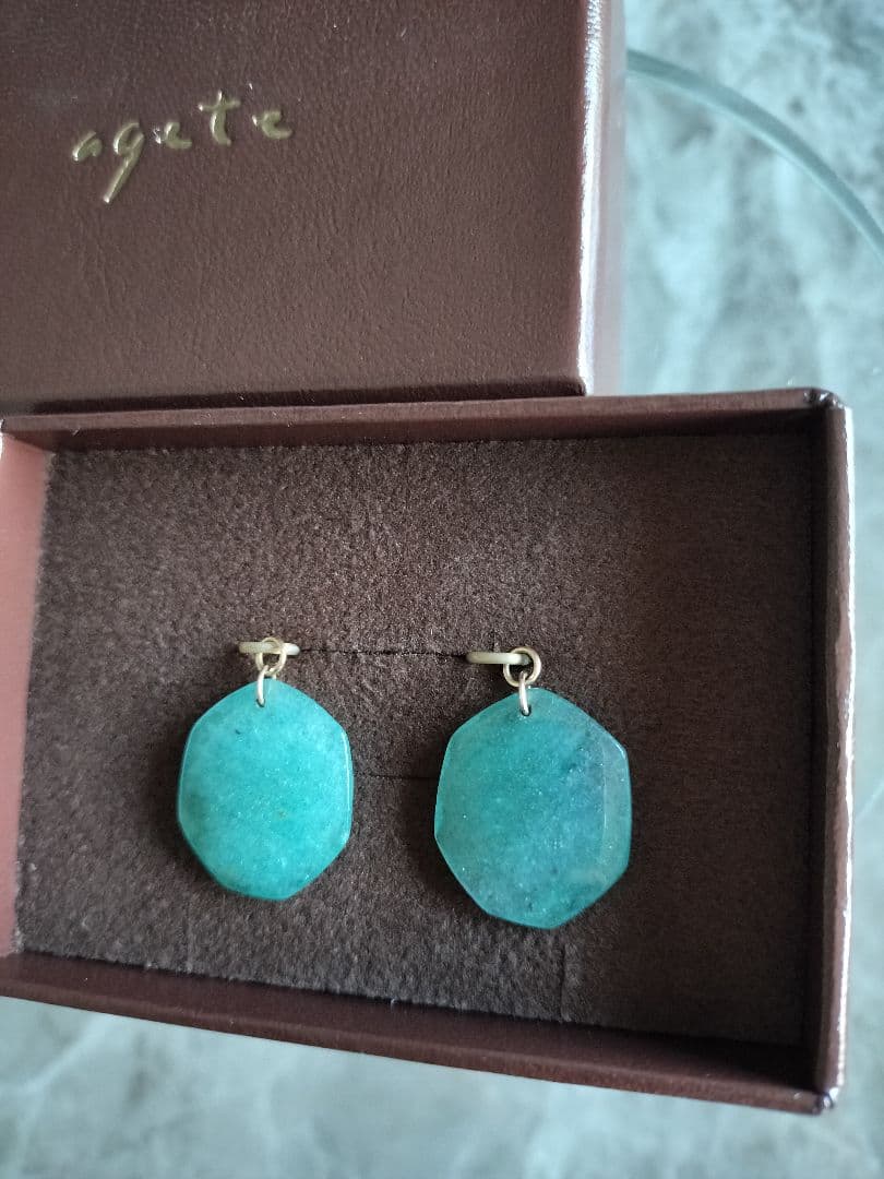 agete アガット ピアスチャーム アベンチュリンクォーツ K10