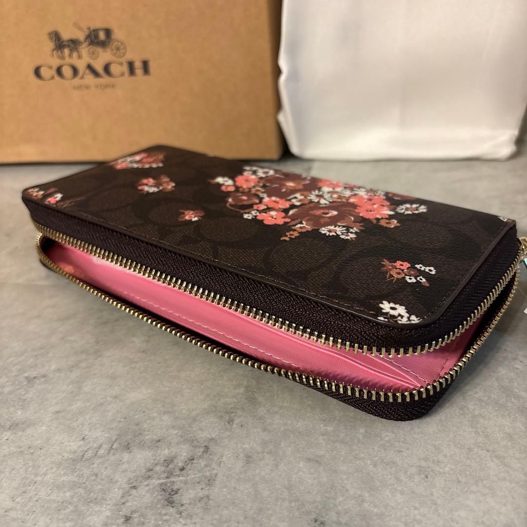 COACH 長財布 ブラウンマルチ IMBMC シグネチャー フローラルプリント