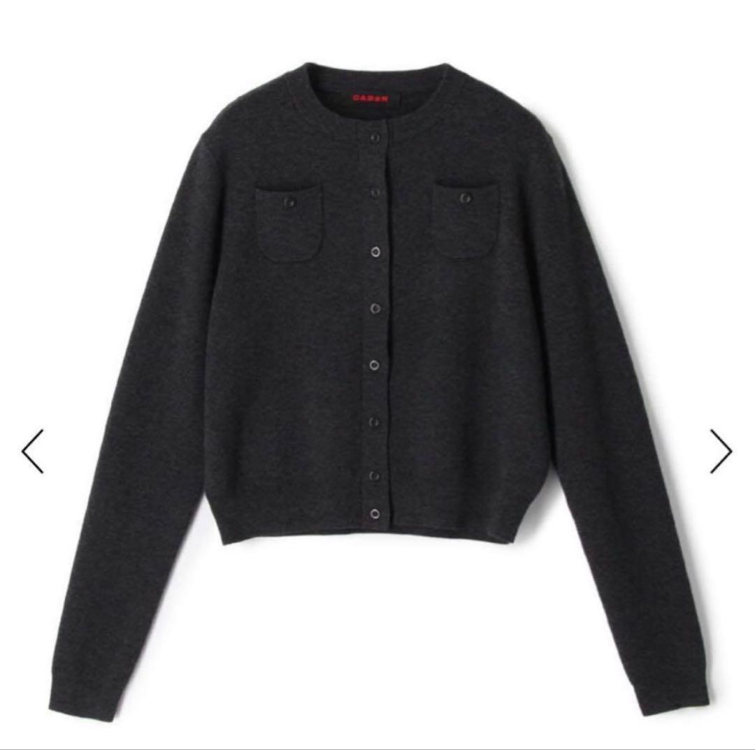 CABaN コットンカシミヤ　クルーネックカーディガン　チャコールグレー