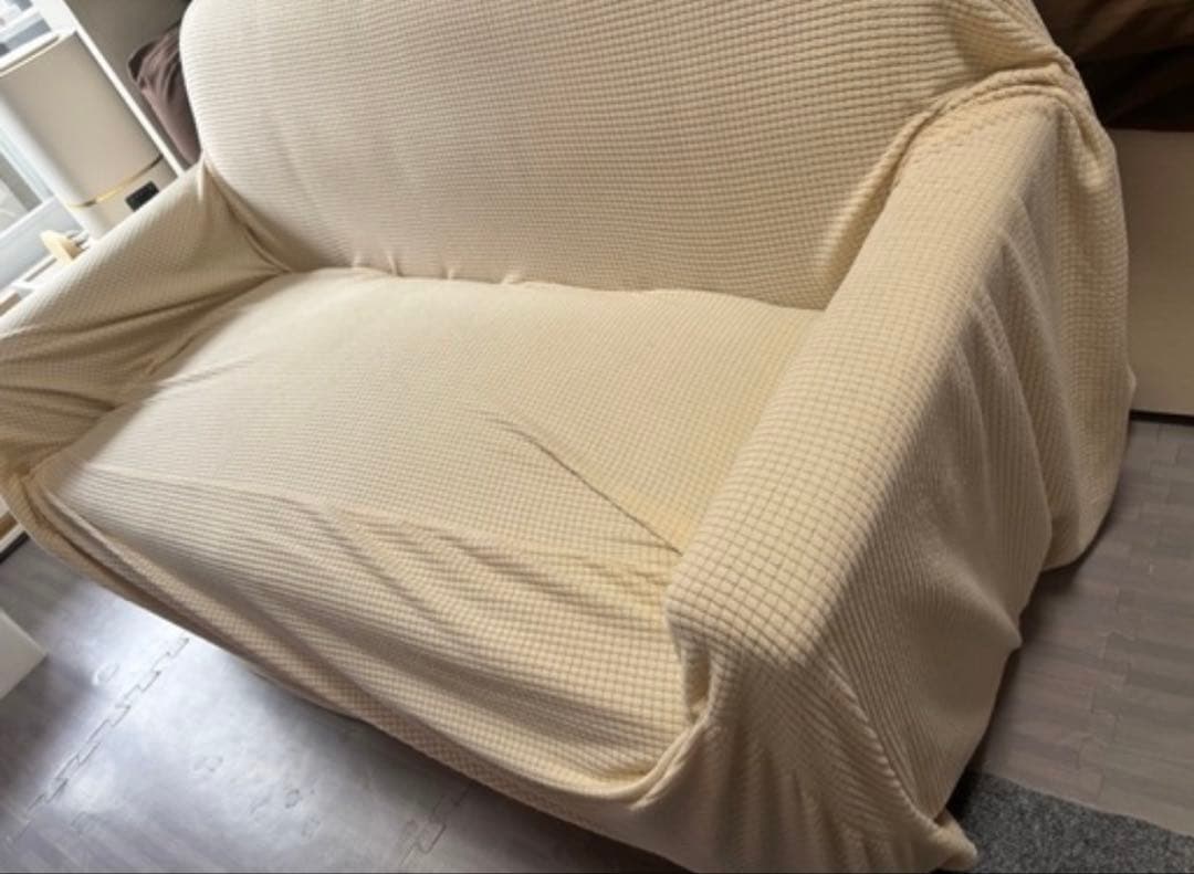 コンパクト2人掛けソファ ベージュ