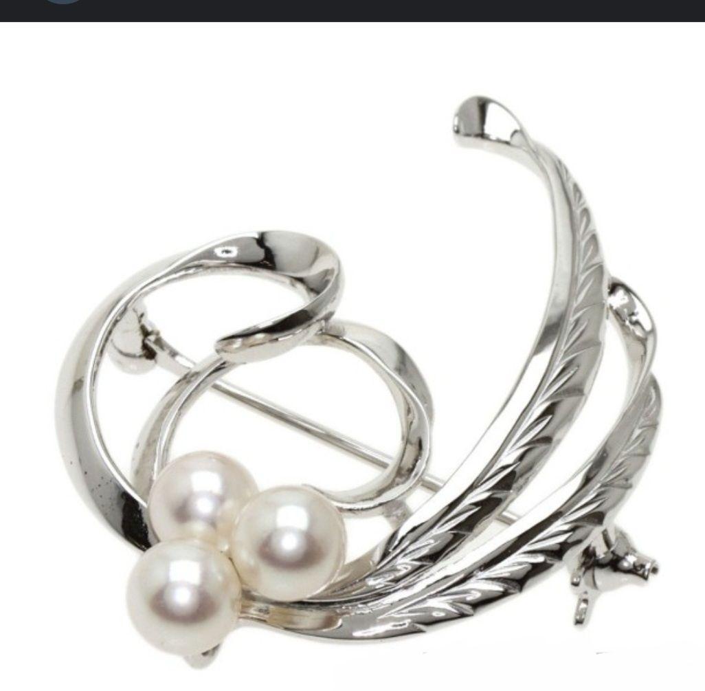 美品✨TASAKI タサキ 3珠パールブローチ シルバー 　S刻印