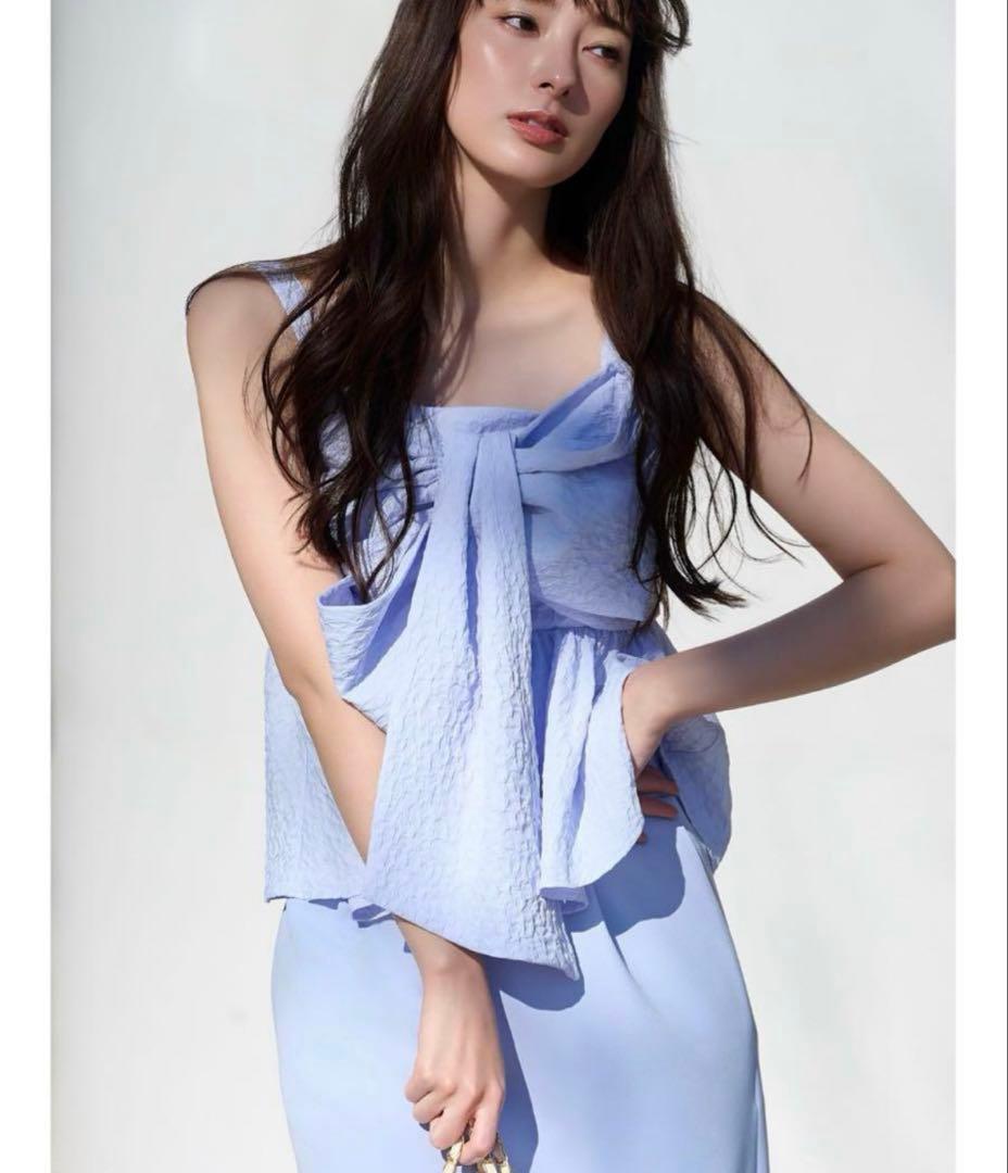 frayid ペプラムリボントップス　ブルー0サイズ