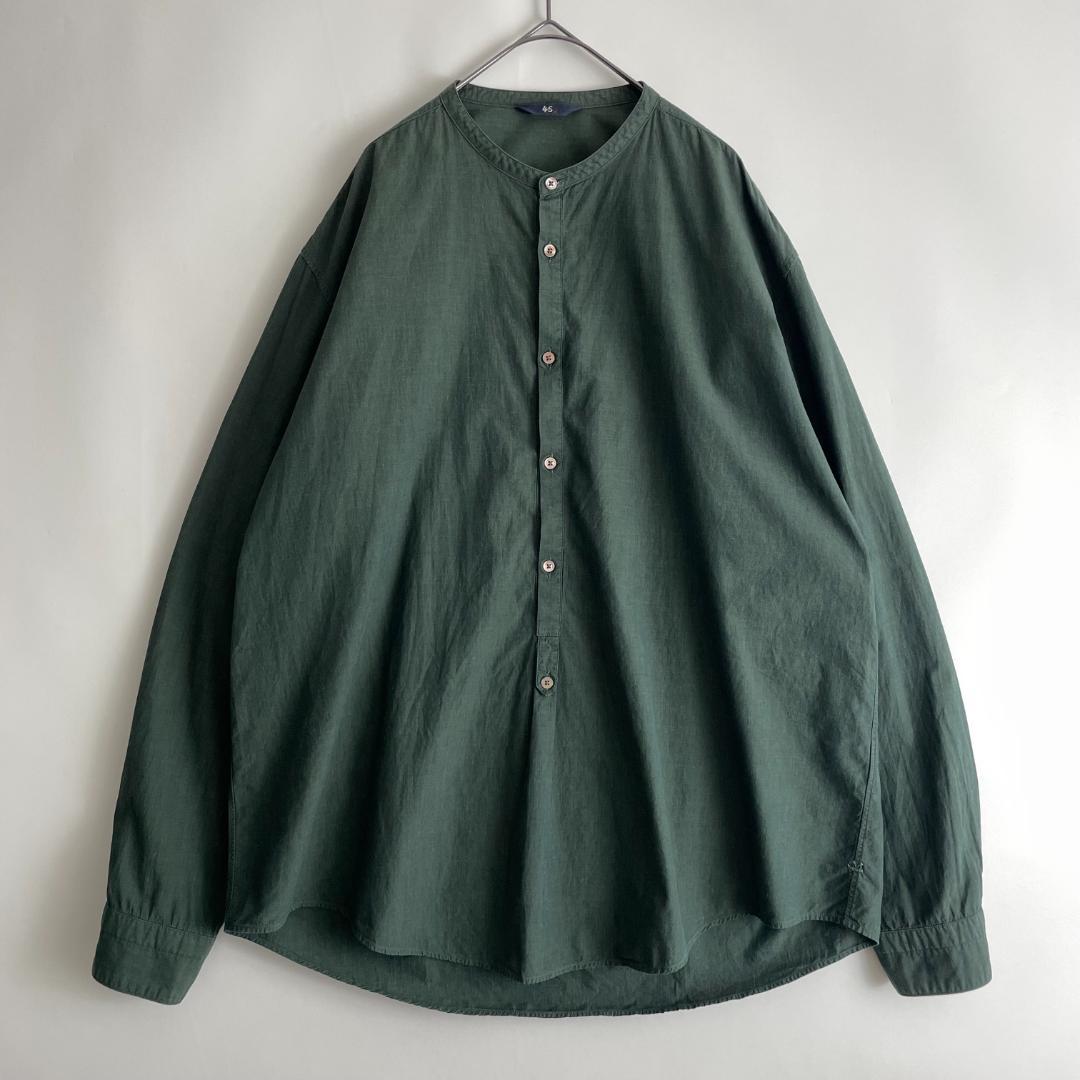45R (hb) ワイドシャツ 5 ブラウス プルオーバー コットン オリーブ