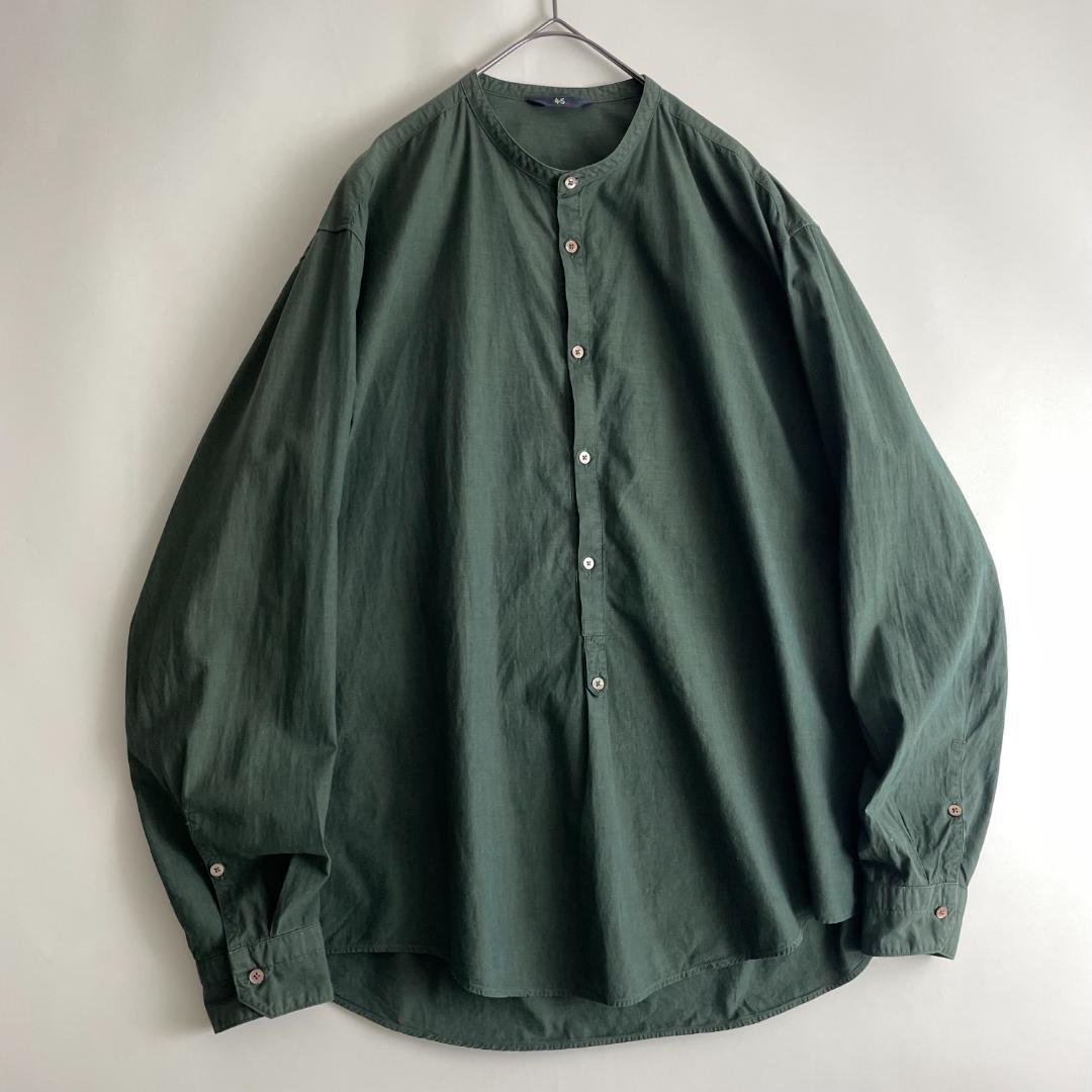 45R (hb) ワイドシャツ 5 ブラウス プルオーバー コットン オリーブ