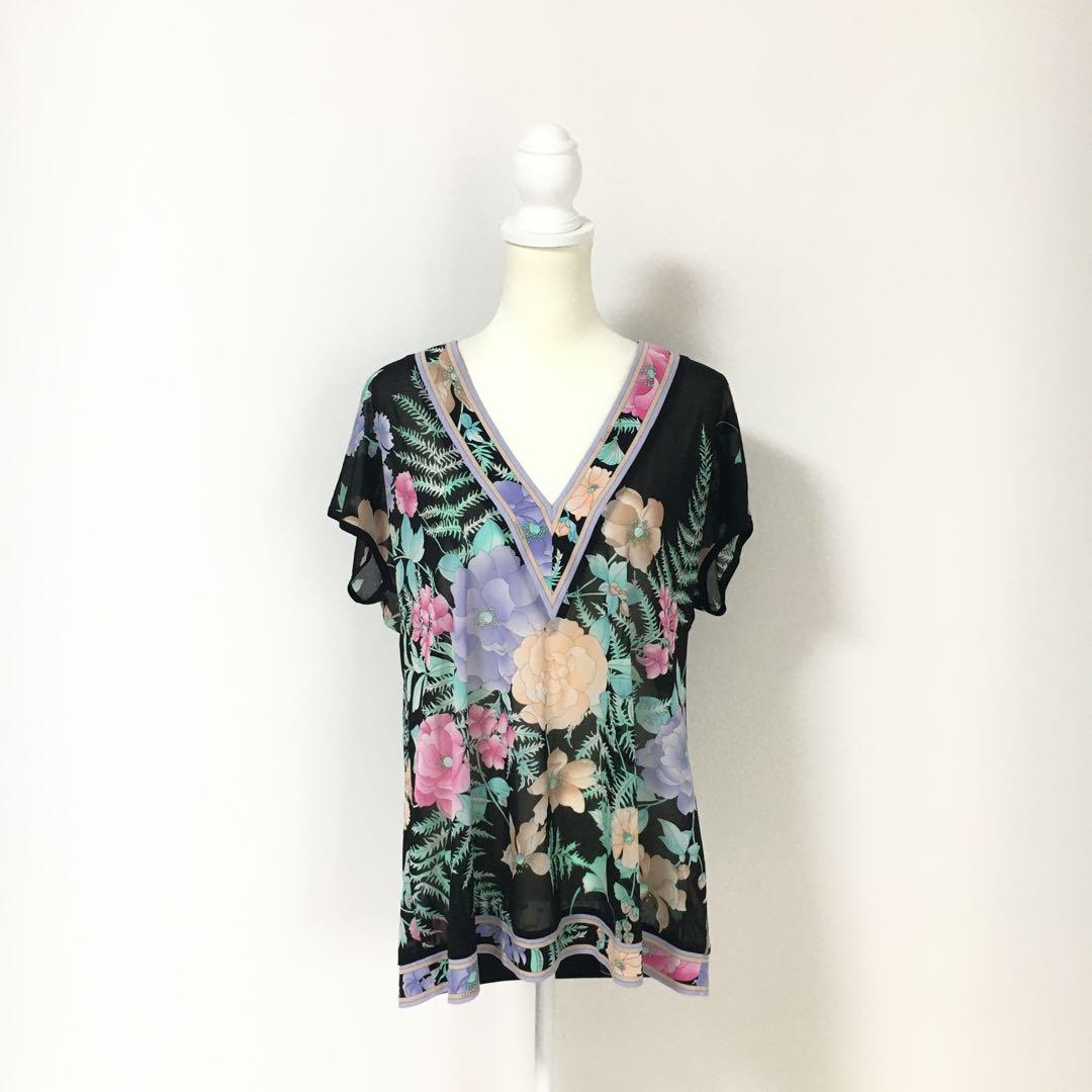 近年美品　LEONARD レオナール　透け感　カンカン　チュニック 42