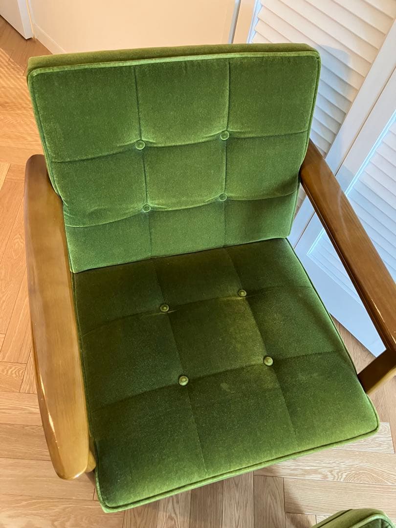 カリモク60 Kチェア 1シーター 1人掛けモケットグリーン
