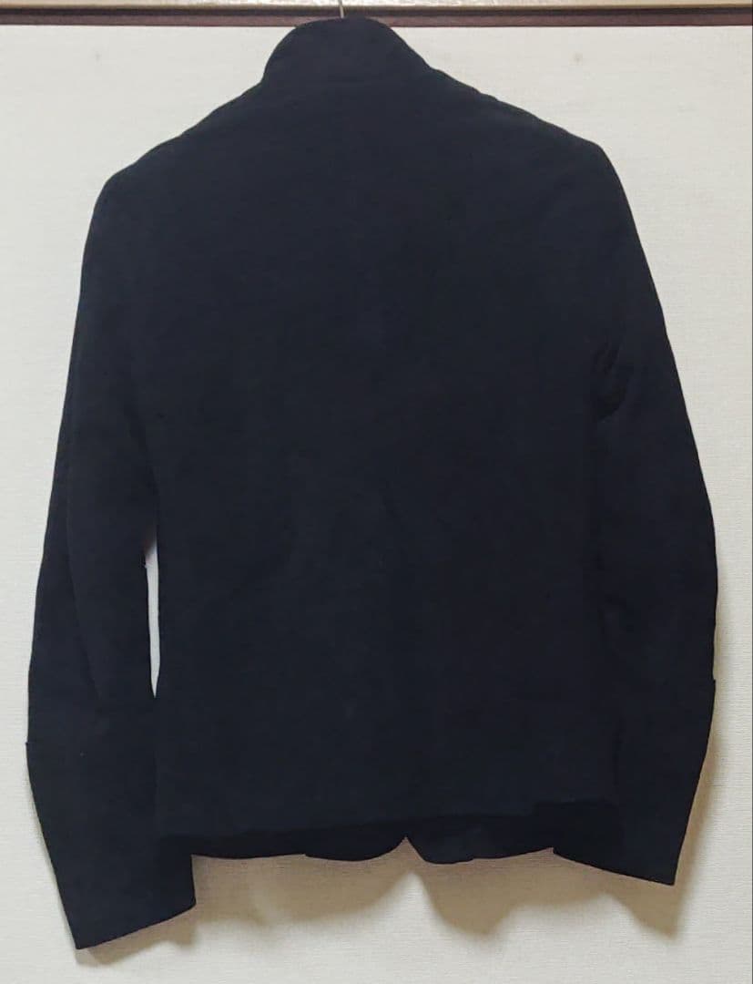 黒 ノーカラー ジャケット ピューター刺繍